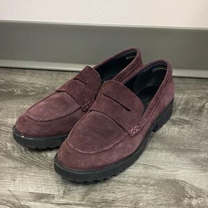 Cole Haan Women's Suede Loafers - Rich Burgundy Waterproof